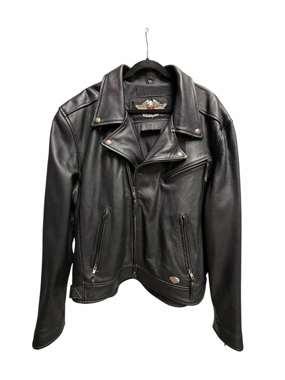 Harley Davidson Independence Heavy Leather Motorcycle Biker Jacket 2XL Black